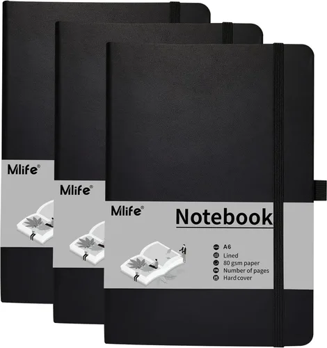 Miniatura 10 de Cuaderno pequeño A6, cuaderno de bolsillo forrado con soporte para bolígrafo, mini cuaderno de tapa dura, 192 páginas, 3.9 x 5.5 pulgadas Jurnal Azul