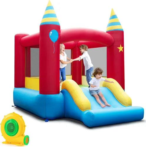 Miniatura 12 de Casa de rebote inflable BOUNTECH, castillo hinchable para niños para interiores y exteriores con área de salto resistente, tobogán, soplador
