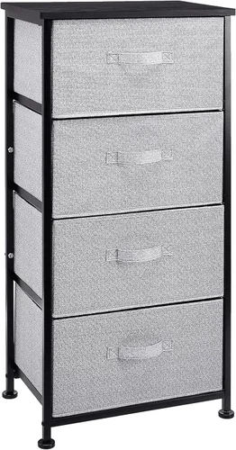 Amazon Basics Organizador de almacenamiento de tela con 4 cajones para armario, color negro