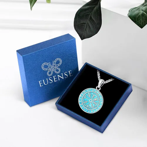 Miniatura 64 de Joyas de turquesa para mujeres y hombres de plata de ley 925 con colgante de urna para cenizas, collar con medallón de imagen, martillo de Thor