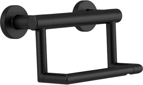 Delta Portarrollos de papel higiénico contemporáneo (paquete de 1) con barra de asistencia compatible con la ADA, mango de seguridad de baño negro