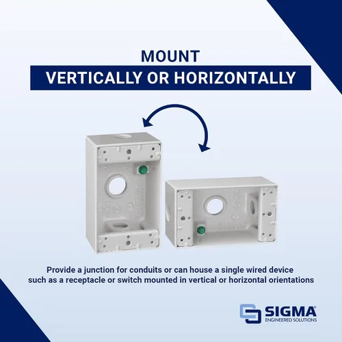 Miniatura 5 de SIGMA ENGINEERED SOLUTIONS 14250WH Caja de Salida Eléctrica de Metal, Resistente a la Intemperie, Protector de Enchufe y Receptáculo de Montaje