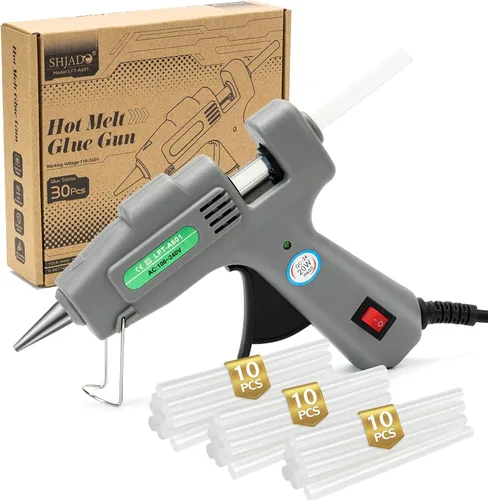 SHJADE Kit de mini pistola de pegamento caliente con 30 varillas de pegamento - Pistola de fusión en caliente de precalentamiento rápido, alta