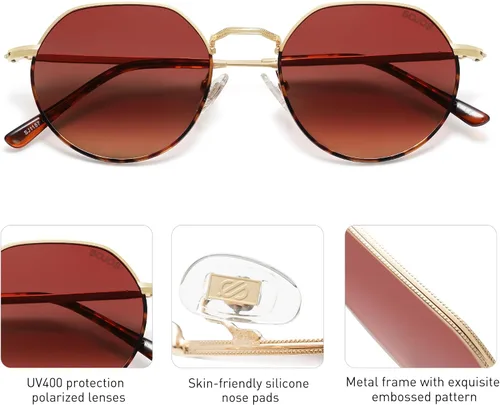 Miniatura 8 de SOJOS Gafas de sol polarizadas redondas de polígono para mujeres y hombres, retro, clásicas, vintage, Panto octogonales, SJ1157