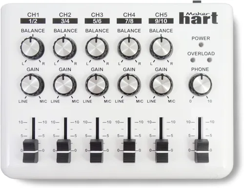 Loop Mixer, mezclador de audio portátil, con estéreo 5 x 3.5 milímetros; entradas 10 x 1/4 pulgadas y 3 salidas, Loop
