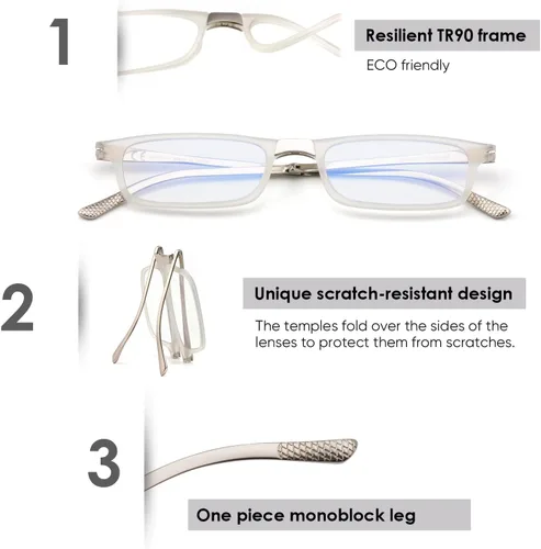 Miniatura 4 de SKYOAK - Anteojos plegables evolutivos para lectura para hombres y mujeres, con bloqueo de luz azul, anti UV, antifatiga ocular, plegables
