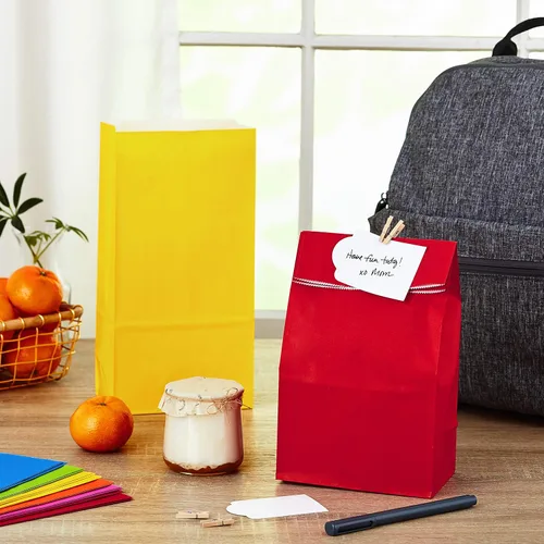 Miniatura 3 de Hallmark Bolsas envueltas para regalos de fiesta de color sólido (30 unidades, 5 de cada una de azul, rojo, verde, amarillo, naranja, rosa)