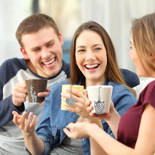 Miniatura 6 de Cunhill 4 Juegos de Infusores de Té Suelto de Acero Inoxidable Bolas de Té Lindos Coladores de Té Filtros Infusores con Colgantes de Piedra