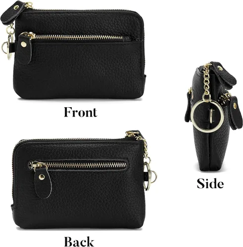 Miniatura 4 de ZOOEASS Monedero de cuero para mujer,Gran apertura para fácil acceso,Con correa de muñeca, Negro -, Monederos