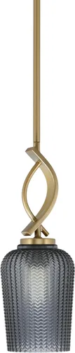 Miniatura 122 de Toltec Lighting Cavella Stem Colgado Mini colgante, acabado grafito, vidrio de muselina blanca de 4 pulgadas