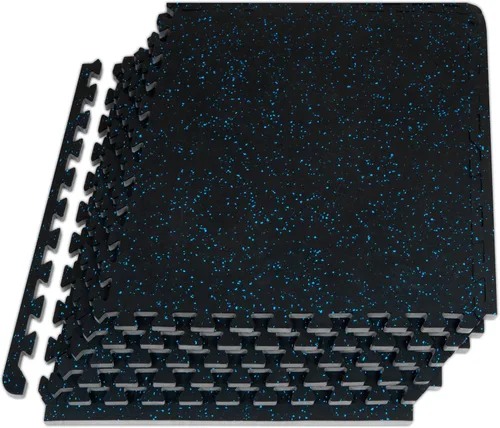 ProsourceFit Tapete de Ejercicio de Rompecabezas con Superficie de Goma de ½ pulgada, 24 pies cuadrados (PIES²), 6 baldosas, baldosas entrelazadas