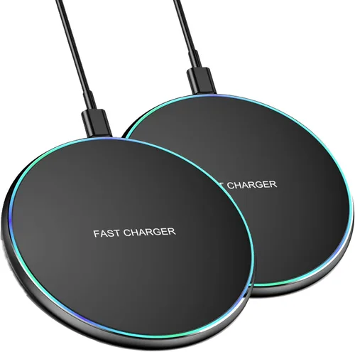 Cargador inalámbrico rápido, paquete de 2 unidades, almohadilla de carga inalámbrica de 15 W compatible con iPhone 16/15/14/13/12 Pro Max SE XR