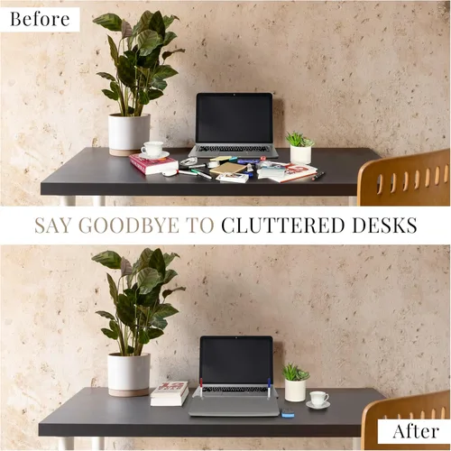 Miniatura 6 de Birch Pizarra blanca de escritorio pequeña – Tablero de borrado en seco de vidrio, almohadilla de escritorio con soporte para teclado