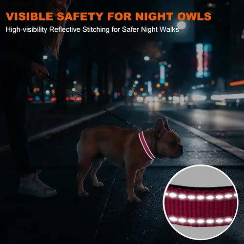 Miniatura 5 de Taglory Collar reflectante para perros medianos, neopreno suave acolchado con hebilla de bloqueo a prueba de escapes, anillo de aleación de zinc
