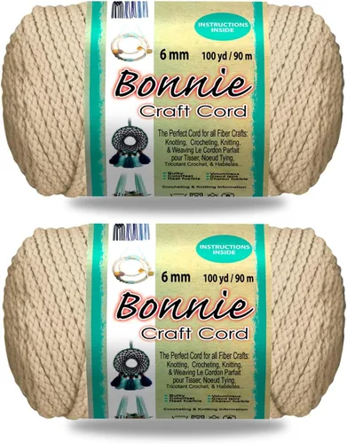 Miniatura 39 de Pepperell Bonnie Cordón de macramé trenzado 6mm x 100 yardas Rojo (Paquete de 2 valores) Cordón de polipropileno trenzado para manualidades DIY