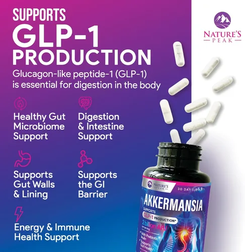 Miniatura 5 de Akkermansia Suplemento para la salud intestinal - Probiótico Akkermansia prémium con fibra prebiótica - Akkermansia Muciniphila 2 mil millones