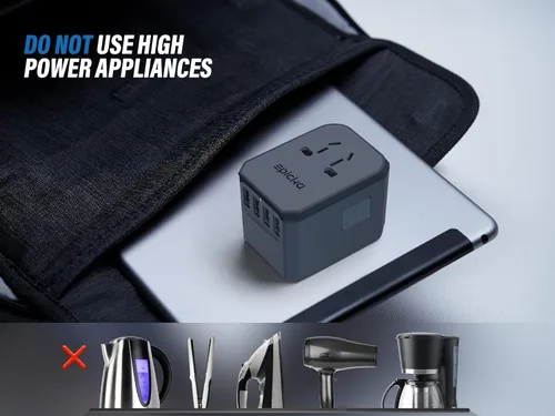 Miniatura 7 de EPICKA Adaptador de viaje universal, adaptador de enchufe de viaje europeo, adaptador de corriente internacional cargador mundial con USB-C y 4 Gris