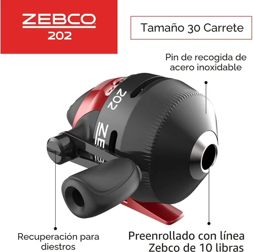 Miniatura 3 de Zebco 202 y 404 - Carretes Spincast y Combos de caña de pescar (paquete de 2), caña de pescar de 2 piezas de 5 pies y 6 pulgadas, tamaño 30 y 40