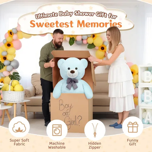 Miniatura 4 de MorisMos Oso de peluche gigante, regalo de oso gigante suave para niñas, novia en San Valentín, Navidad, cumpleaños, 47 pulgadas, azul Azul claro