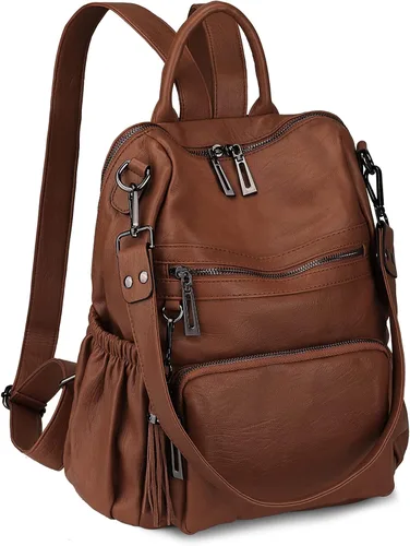 Miniatura 16 de Uromee Mochila de Viaje Monedero para Mujeres Cuero Vegano Damas Moda Borla Bolsa de Hombro Convertible, Grande, Mochilas Daypack