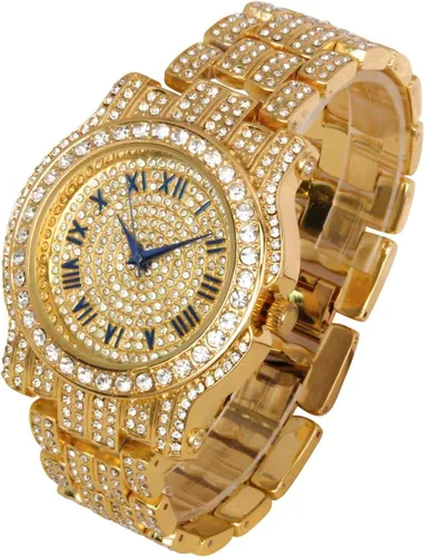 Miniatura 62 de Charles Raymond Bling-ed Out Ultimate Hip Hop Royalty Reloj para hombre con número romano de fácil lectura o indicadores de tiempo de diamantes