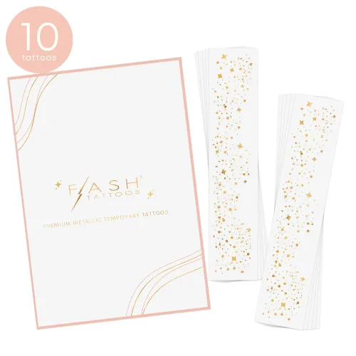 Miniatura 4 de Flash Tattoos GALACTIC GOLD - 10 parches de belleza metálicos impermeables de alta calidad con brillo cósmico y brillo celestial, maquillaje