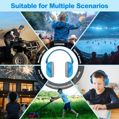 Miniatura 7 de Paquete de 2 auriculares con cancelación de ruido para niños, protección auditiva de 28 dB SNR orejeras con reducción de ruido para niños/niños