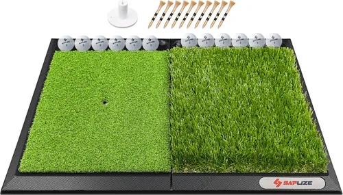 Miniatura 8 de SAPLIZE Alfombrilla de golpe de golf plegable y resistente con respaldo de EVA de 10 mm para swing y astillado en interiores y exteriores