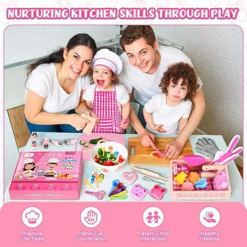 Miniatura 2 de Juego de Cuchillos para Niños para Cocina Real: Juego de Cocina para Niños de 48 Piezas, Juegos de Cocina para Niños Reales con Delantal y Canasta