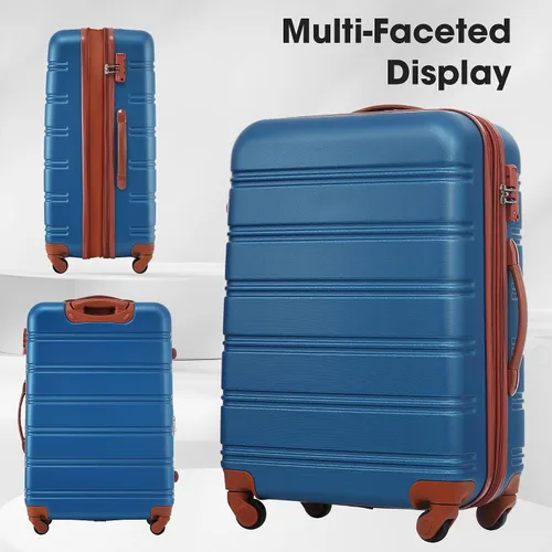Miniatura 445 de Merax Juegos de equipaje de mano en maleta aprobada por aerolíneas, estuche rígido con ruedas giratorias expandibles, Negro