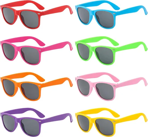 Suministros para regalos de fiesta de colores neón Paquete de 8 gafas de sol unisex