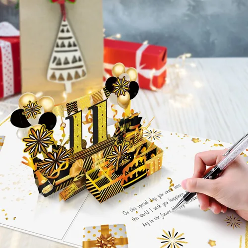 Miniatura 5 de Joycard Tarjeta de cumpleaños número 11 para niña y niño, regalo emergente 3D de feliz cumpleaños para hija e hijo, divertidas decoraciones