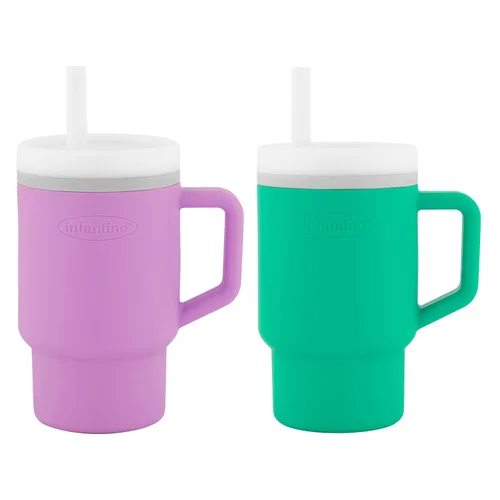 Miniatura 10 de Infantino Mi primer vaso – Adorables vasos en miniatura con pajita resistente a fugas y asa amigable para niños pequeños, fomenta la hidratación
