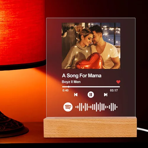Miniatura 2 de OXYEFEI Canción acrílica personalizada con foto, luz nocturna de arte de Spotify personalizable, placa fotográfica escaneable con código de Spotify