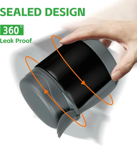 Miniatura 5 de Termo de sopa de 10 onzas para comida caliente para niños, tarro de comida aislado, contenedor térmico de almuerzo de comida caliente, caja de Negro