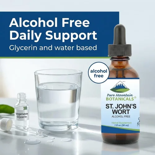 Miniatura 4 de Pure Mountain Botanicals Tintura de hierba de San Juan - Suplemento vegano líquido Kosher de hierba de San Juan sin alcohol, 500 mg