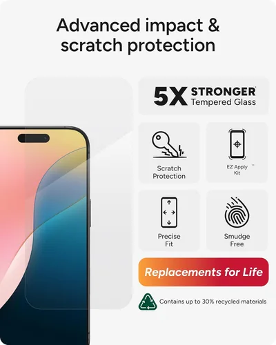 Miniatura 3 de ZAGG Glass Elite - Protector de pantalla para iPhone 16 Pro, 5 veces más fuerte, bordes reforzados, vidrio templado ultra fuerte, resistente a