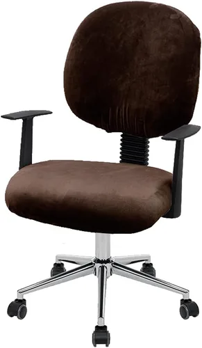 Miniatura 13 de ITFRO Funda negra para silla de oficina, de terciopelo, elástica, 2 piezas, funda para silla de escritorio de computadora, funda giratoria universal