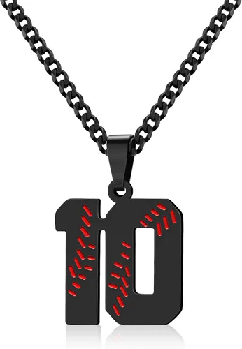 Miniatura 59 de Btysun Collares de béisbol de béisbol número 0-99 dijes de acero inoxidable para hombres, regalos de béisbol, papá, marido, regalo de Navidad