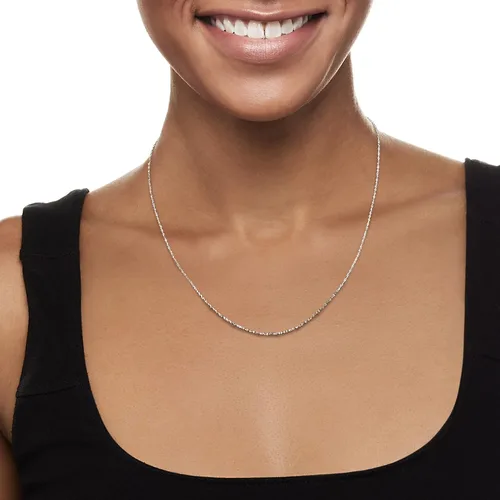 Miniatura 3 de Ross-Simons Collar italiano de cadena trenzada de oro blanco de 0.039in de 14 quilates