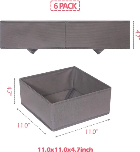 Miniatura 2 de DIOMMELL Paquete de 6 cajas de almacenamiento de tela plegables para armario, aparador, cajón, cestas de tela, contenedores divisores para ropa
