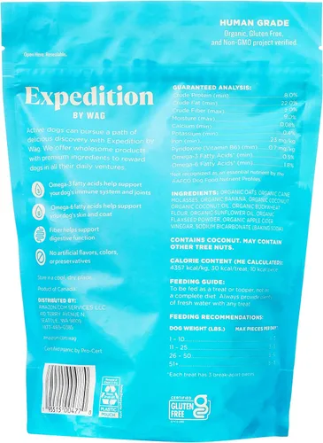 Miniatura 2 de Marca Amazon – Wag Expedition - Galletas orgánicas de grado humano para perros, sin OMG, plátano y coco, 10 onzas