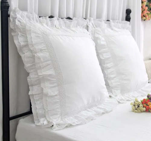 Miniatura 3 de Queen's House - Juego de 2 fundas de almohada de encaje blanco de lujo de 26 x 26 pulgadas, tamaño M