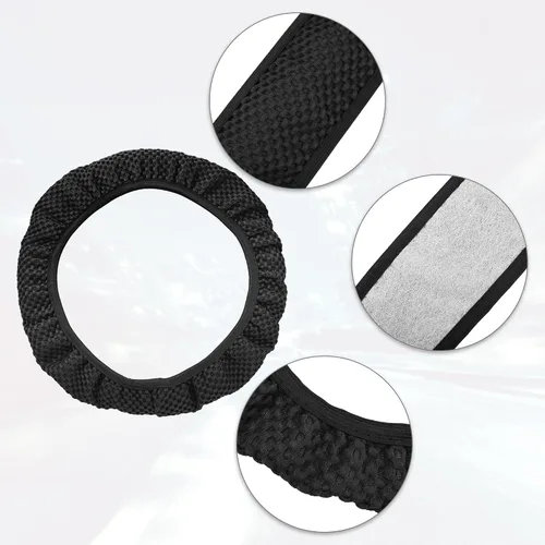 Miniatura 6 de X AUTOHAUX Funda universal elástica extensible para volante, antideslizante, transpirable, microfibra de seda de hielo, protector de volante