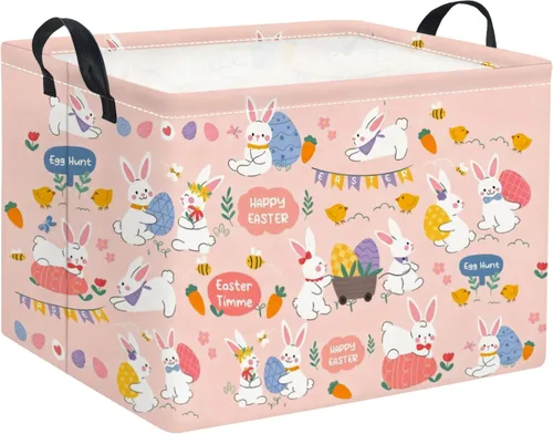 Miniatura 8 de Cesta de regalo rectangular para almacenamiento de niños; lindo organizador de juguetes para estante, libro y decoración de habitación (Animal)
