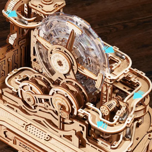 Miniatura 4 de ROKR Rompecabezas de Madera 3D para Adultos Pista de Canicas en Miniatura Juguetes de Construcción,Kits de Modelo de Máquina de Pinball DIY-Gear