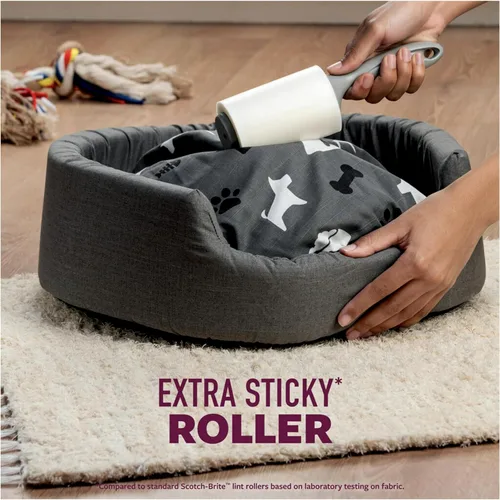 Miniatura 5 de Scotch-Brite - Rodillo quitapelusas extra pegajoso para pelo de mascotas, diseñado para quitar el pelo y la pelusa de sofás, ropa, camas de perros