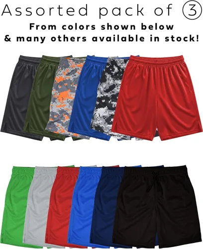 Miniatura 25 de Andrew Scott Pantalones cortos deportivos de baloncesto para niños con rendimiento activo y estilo de malla, varios paquetes
