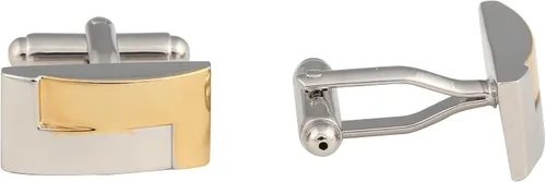 Miniatura 2 de Cuff-Daddy Gemelos de diseño de dos tonos dorado plateado mate con caja de presentación, Rodio