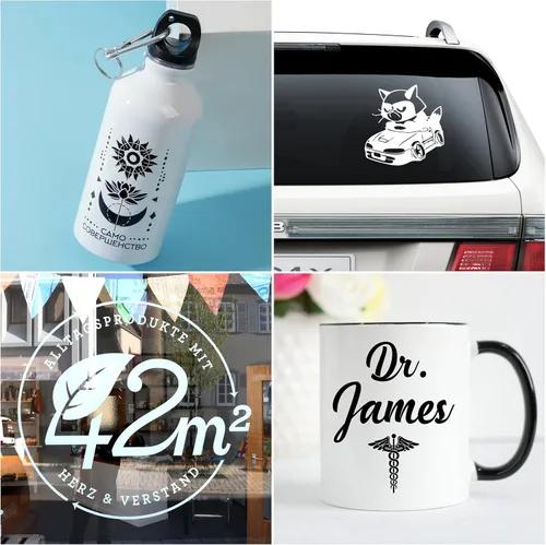 Miniatura 6 de Vinilo permanente blanco brillante, 12" x 14 pies de vinilo adhesivo con máquina de corte Cricut - Rollo adhesivo de vinilo blanco brillante Lya